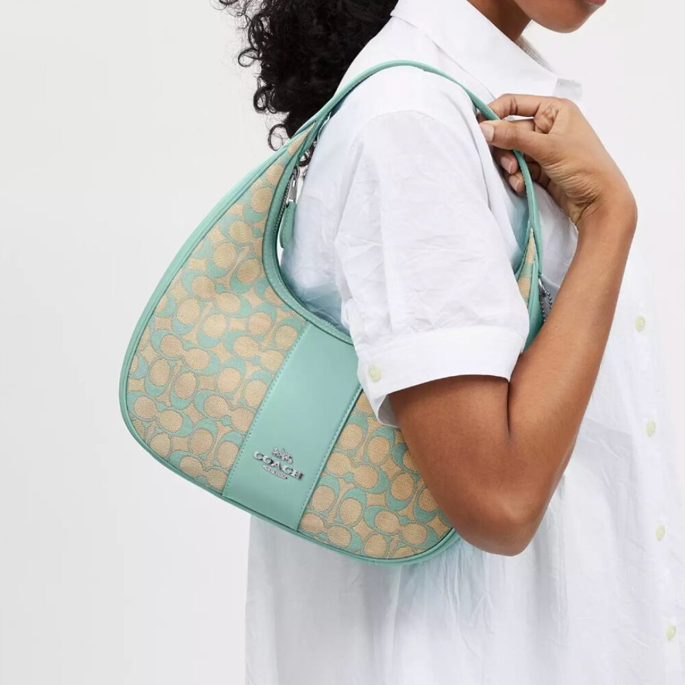 Coach Mint Green Signature Canvas Shoulder Bag